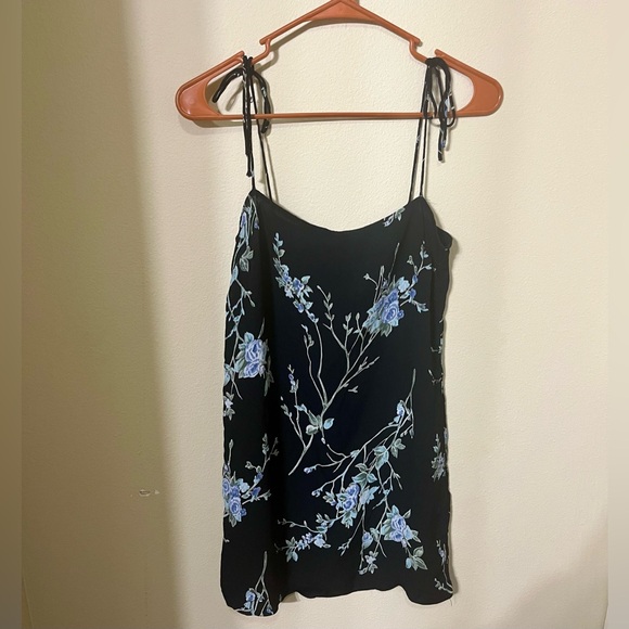 REFORMATION Black Floral 100% Viscose Mini Dress - Picture 7 of 11